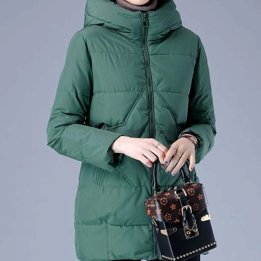 Women's Hooded Puffer Insulated Winter Jacket - Green