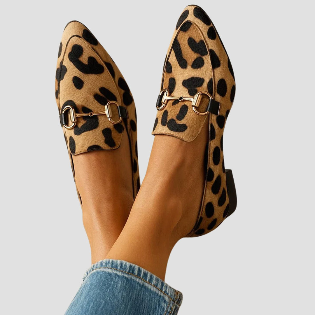 Women's Leopard-Print Orthopedic Loafers Gold-Tone Bit Detail