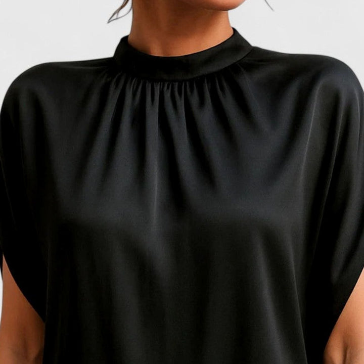 Women's Mock-Neck Split-Sleeve Flattering Dress