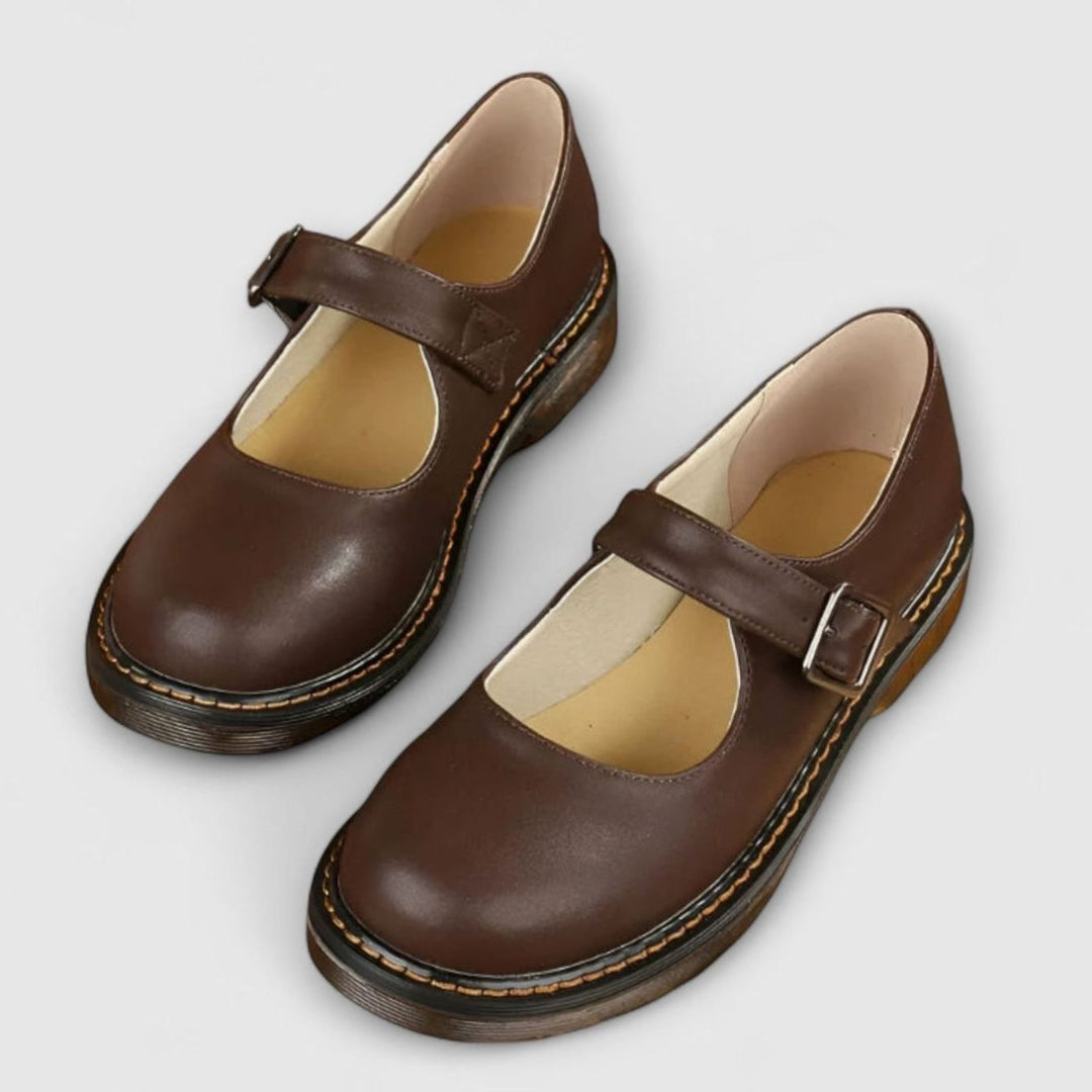 Women's Orthopedic Cushioned Buckle-Strap Mary Jane Shoes - Brown
