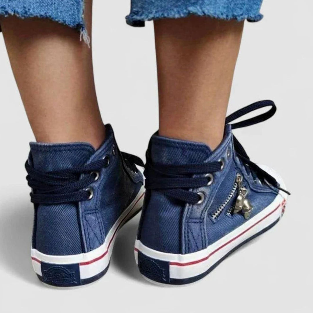Women's Orthopedic High-Top Denim Lace-Up Sneakers