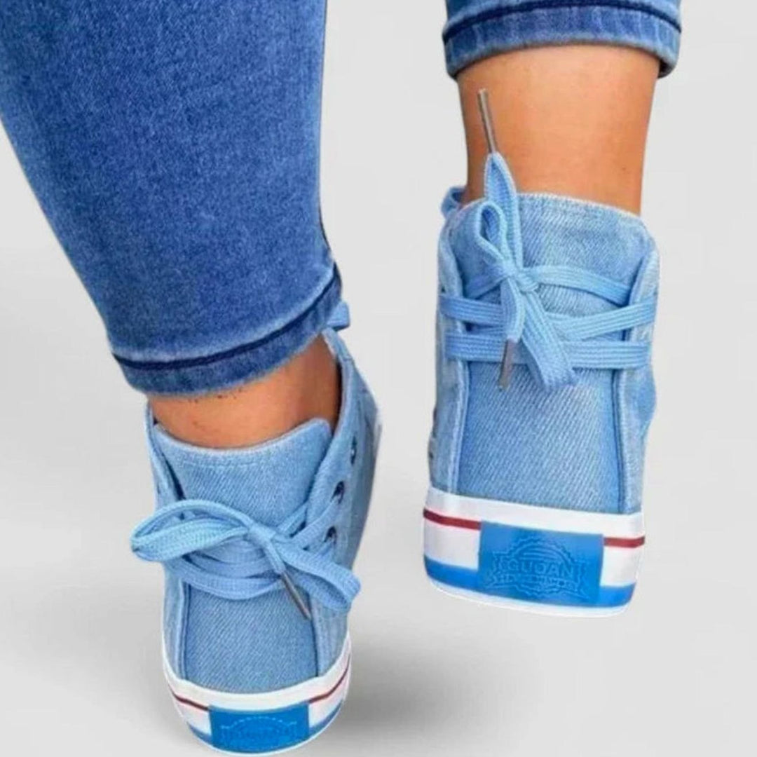 Women's Orthopedic High-Top Denim Lace-Up Sneakers