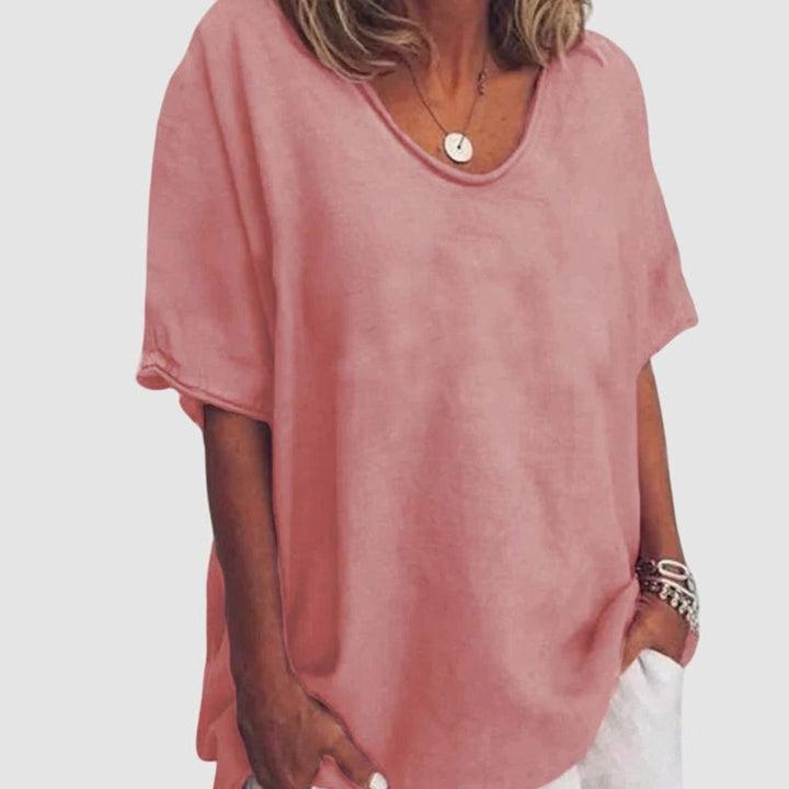 Women's Oversized U-Neck Short-Sleeve Loose Top