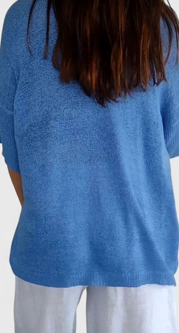 Women's Relaxed V-Neck Comfortable Top Wrinkle-Resistant Knit Tunic