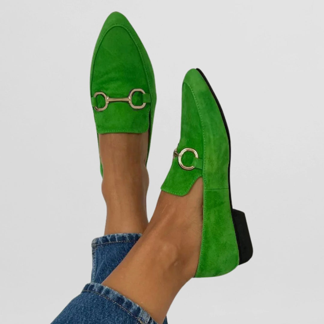 Women's Suede Horsebit Slip-On Loafers Flexible Sole - Green
