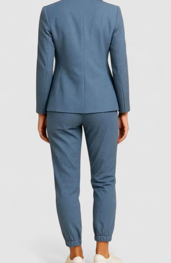 Women's Tailored Classic-Cut Jacket Drawstring Jogger Pants Set